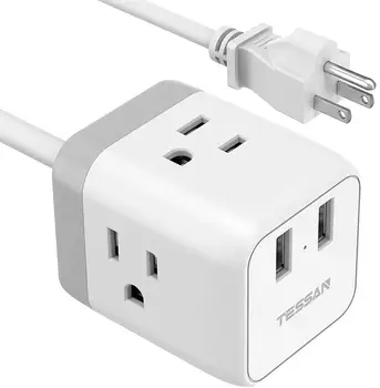 

TESSAN US Power Strip with 3 AC Outlets Plug and 4 USB Charging Port US Plug Smart 1.2M Or 47.2in Extension Electrical Socket