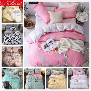 

Pink Gray Double Side Duvet Cover Bedding Set Adult Kids Child Soft Cotton Bed Linen Single Twin Queen King Big Size Bedspreads