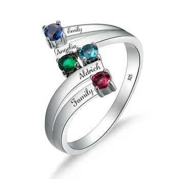 

Szjinao anillos Custom Ring Personalized Name Ring Customized Nameplate Birthstone Rings For Women Fine Jewellery Birthday Gifts
