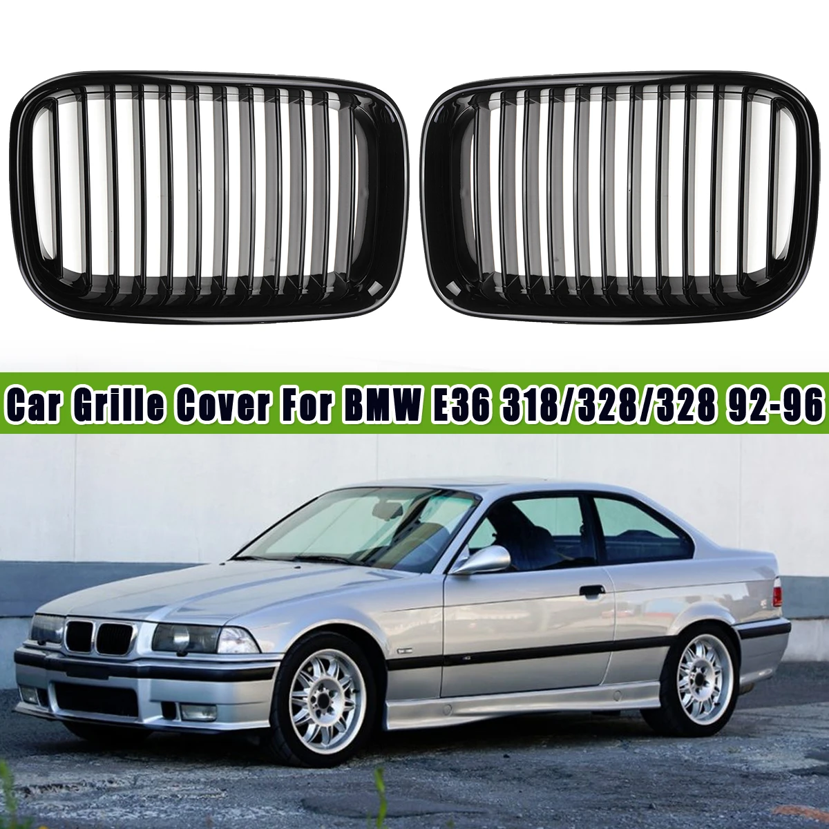 Pair Front Sport Kidney Grille Grills Gloss Black For Bmw 6 318 328 328 1992 1993 1994 1995 1996 Car Styling Racing Grills Racing Grills Aliexpress