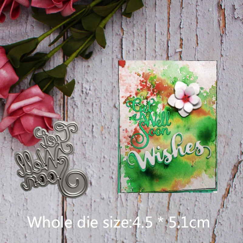 New Metal Cutting Dies Get Well Soon Letters Stencils For DIY Scrapbooking Paper Cards Craft Making Decoration 45*51m | Дом и сад