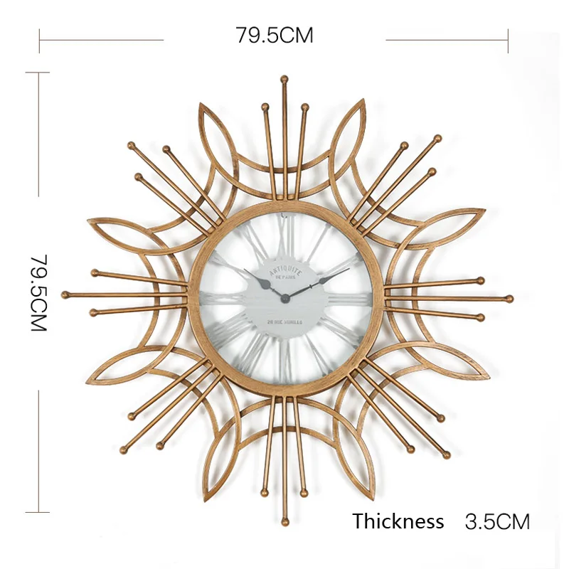 Большие металлические настенные часы современный дизайн для гостиной негабаритный ручной работы железные настенные часы настенные домашние декоративные часы бесшумные 80 см