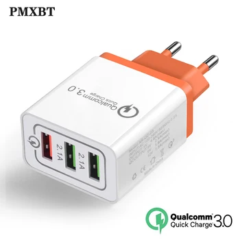 

3 Port USB Wall Charger Multi Usb Charger Fast Charging QC 3.0 EU Plug Power Adapter For iPhone iPad Samsung Xiaomi Mobile Phone