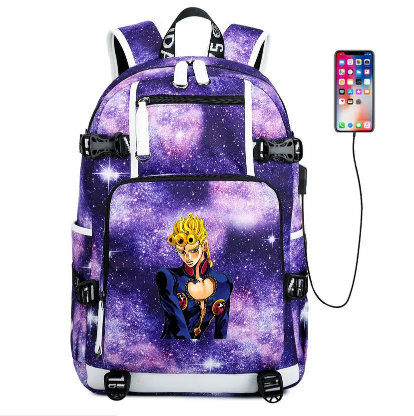 D JoJos bizare Adventur Наплечная Сумка модная школьная сумка jorno зарядка через usb тканевый рюкзак для ноутбука рюкзак для путешествий для подростков - Цвет: D