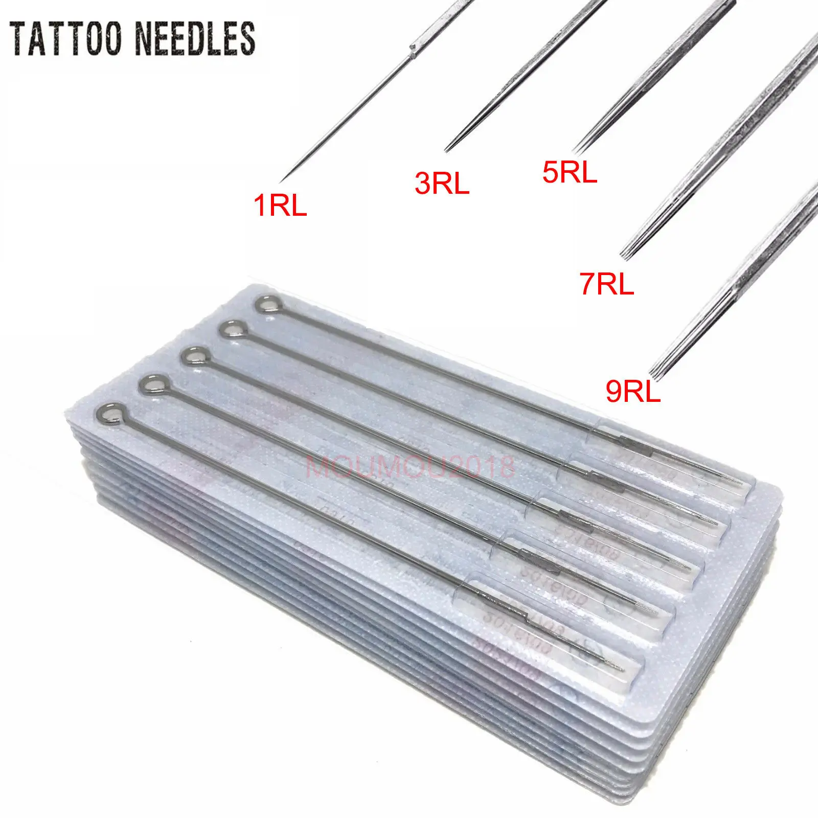 

50PCS Assorted Sterilized Tattoo Needles 1/3/5/7/9RL Professional Round Liner Needle Tattoo Supply permanent makeup