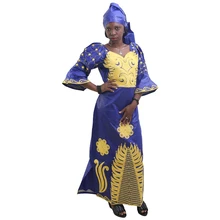 Vestido Dashiki africano tradicional MD para mujer, vestidos largos Bazin Riche Ankara, bordado de boda nigeriano, turbante
