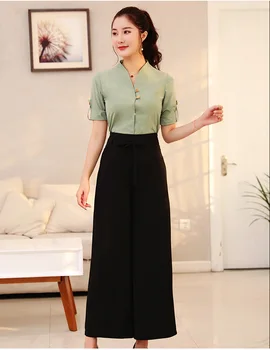 

Women SPA Uniform Health Club Half Sleeve Top Pants Set Beautician Workwear Female Beauty Clothing