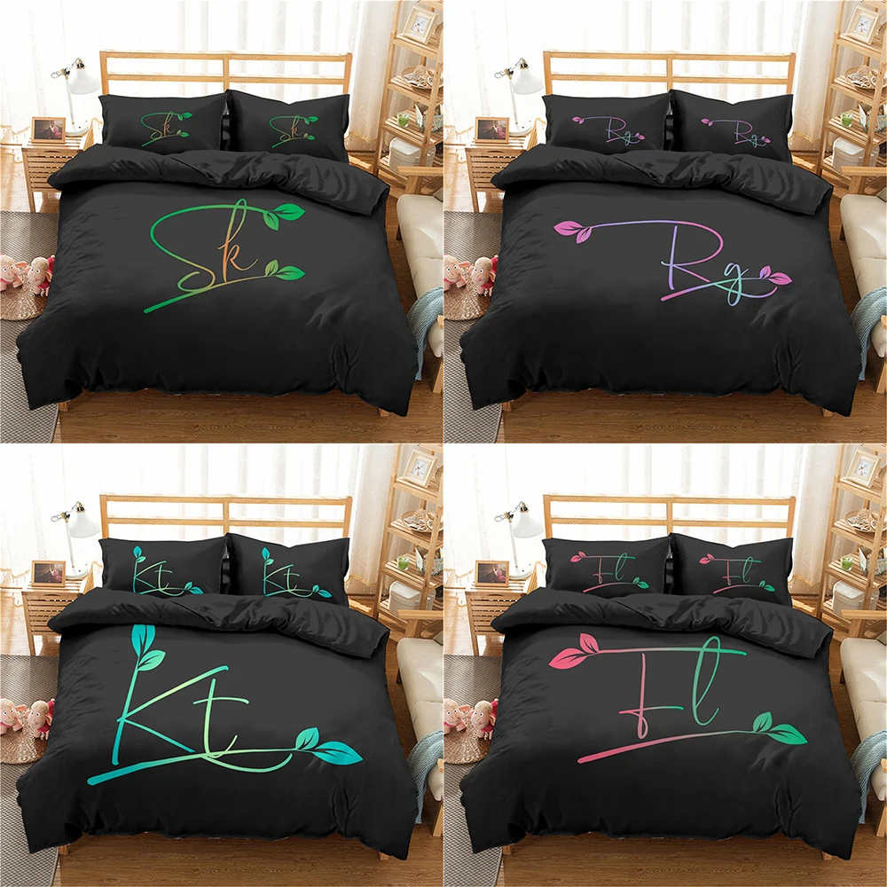 Homeesky черный комплект постельного белья с надписью пододеяльник Queen King Size 2/3 шт.