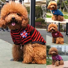 Футболка в полоску с принтом для собак, одежда в полоску для щенков, кошек, свитер, костюм, пальто, одежда для щенков, маленьких и средних собак@ 5