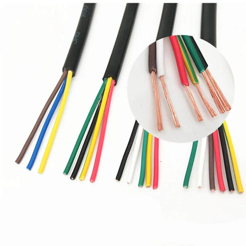 PVC 피복 순수 구리 코어 도체 케이블 신호 와이어, 유연한 제어 와이어, 2 미터, 10, 12, 14, 16, 20/24 코어, 26, 24, 22AWG