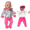 2Pcs in 1,  Winter Doll Clothes Suit Fit 43cm  Baby Doll Doll Warm Jackets+Pants and Doll accessories Children best Gift 4