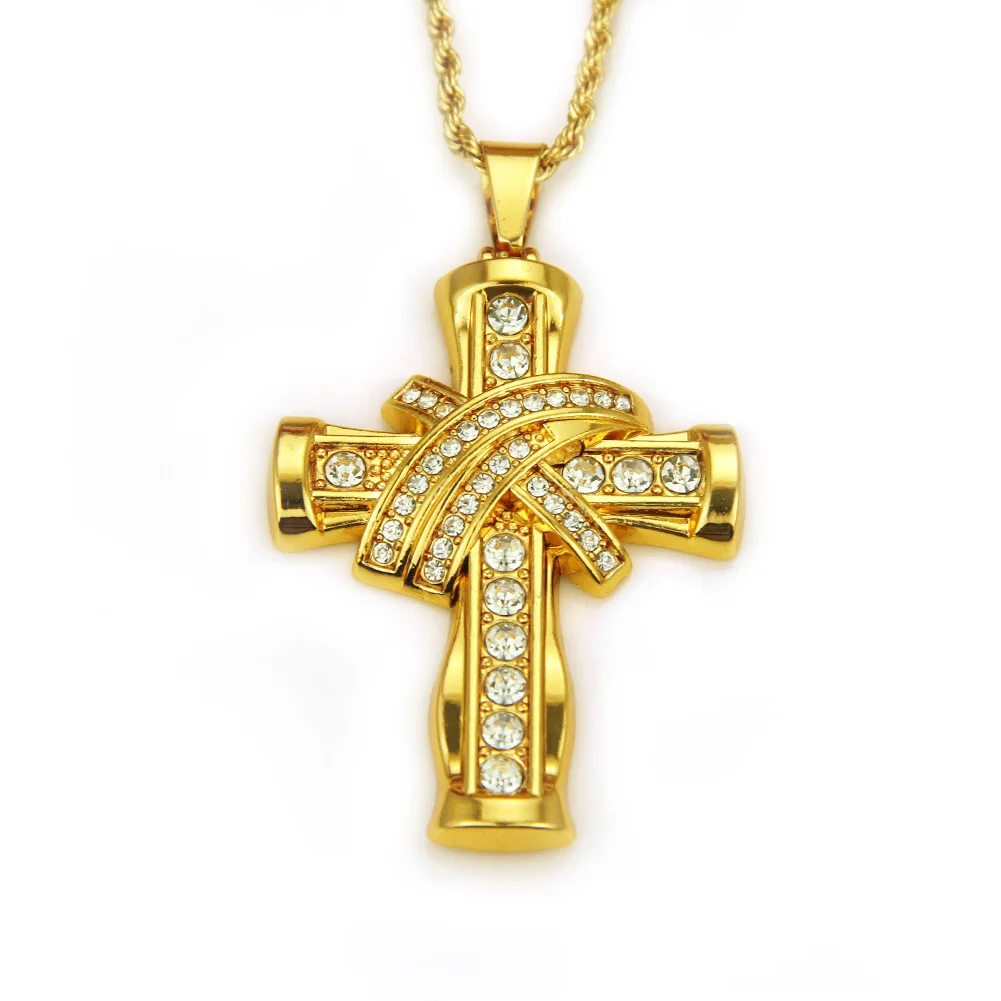 Heavy Cross Necklace Stainless Steel Christs Pendant Gold Byzantine Chain Men Ms Necklaces Jewelry Gifts