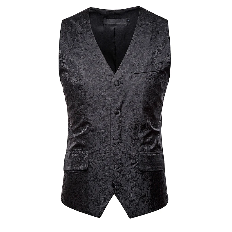 New autumn men casual slim fit suit vest Flower leaf embroidery pattern vest Double pocket Single-breasted suit vest Tops New autumn men casual slim fit suit vest Flower leaf embroidery pattern vest Double pocket Single-breasted suit vest Tops