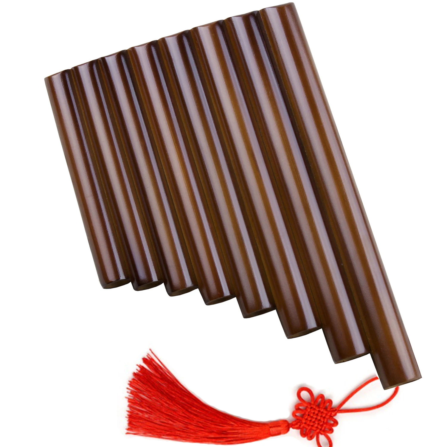 Brown 8 Pipes Pan Flute Small Size Original Color Pan Pipe Chinese