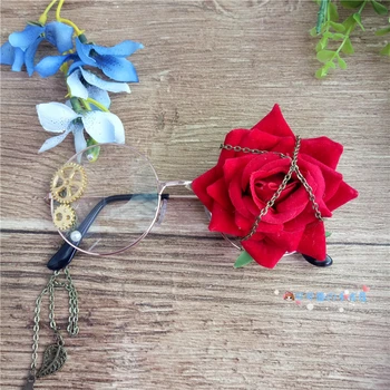 

Manual diy diffuse cos supply round frame flat glasses lolita soft sister Harajuku dead line rose retro female