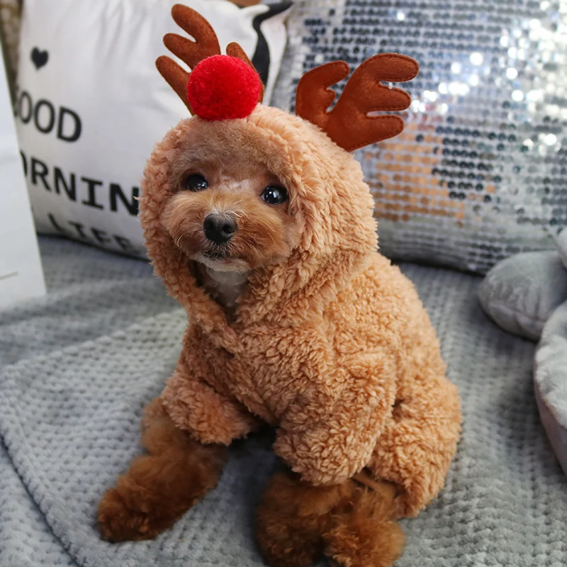 Warm Funny Reindeer Design Pet Cat Costume Windproof Small Cats Hoodie Kitten Dog Clothing Ubrania Dla Kota Hoodies OO50JS | Дом и сад