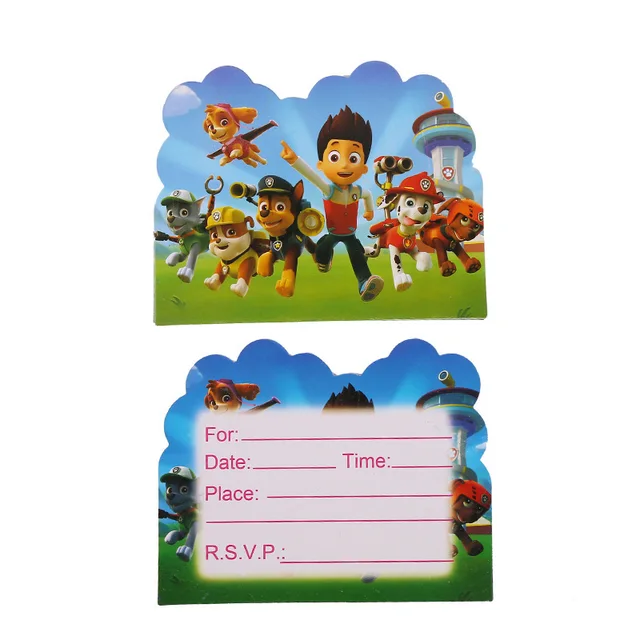 Paw Patrol Birthday Party Balloons Toy Birthday Banner For Kids Boys Girls Party Decoration Paper Cup Plate Tableware Supplies 10PCS Card