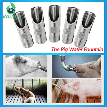 

5/10 Pcs Stainless Steel Livestock Pig Thickening Nipple Drinker Animals Drinking Instrument Faucet Fountain Pig Feeding Cap