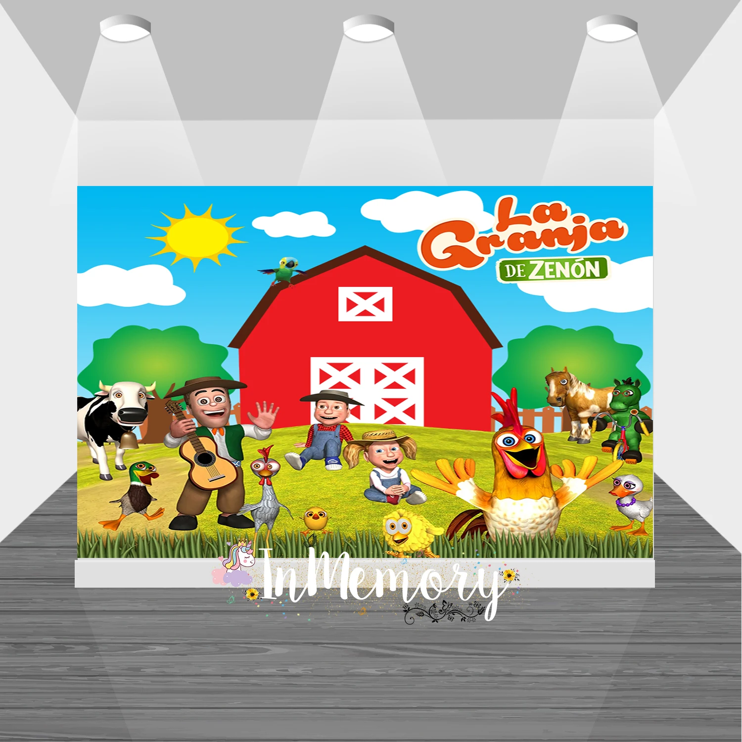Personalizzato Green Grass Farm Photo Background Photo Booth Vinile La Granja De Zenon Photo Studio Kids 1 ° Compleanno Sfondo Banner