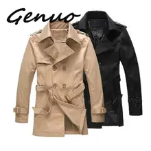 Genuo, новинка, мужской Тренч,, брендовый,, Повседневный, тонкий, длинный, мужской Тренч, s, осень, зима, двубортный, мужские пальто размера плюс