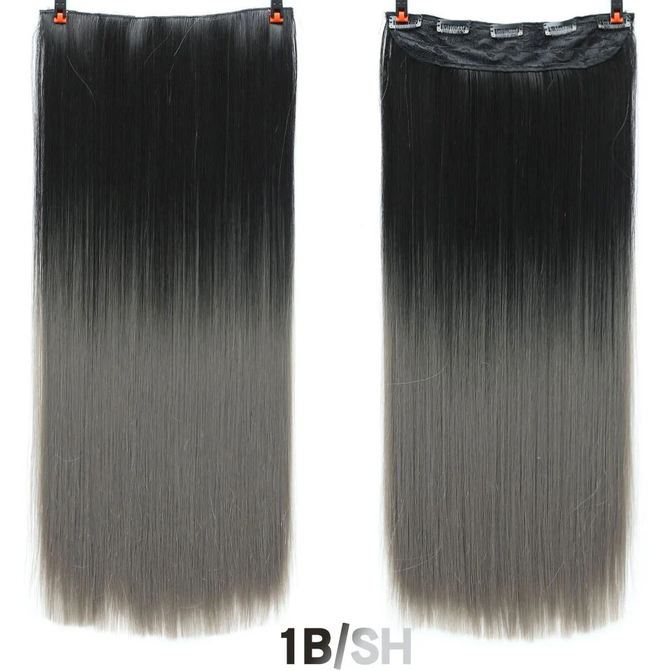 Длинные волосы MEIFAN, натуральные Кудрявые Волнистые волосы с эффектом омбре для женщин, накладные волосы на заколках, высокотемпературные синтетические волосы - Цвет: 7245-1B-SH