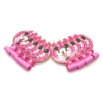 

8pcs/lot Disney Minnie Mouse Theme Birthday Blowouts Party Noise Maker Kids Toy Paper Minnie Blowout Wedding Decoration Supplies