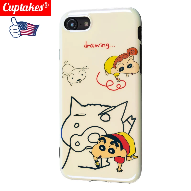 Luxury Glossy Bling Soft Silicone Cover for iPhone case 7 Plus 8 X 10 XS Max XR 11 Pro 6 6S Cute Girl Love Drawing Cartoon Coque |