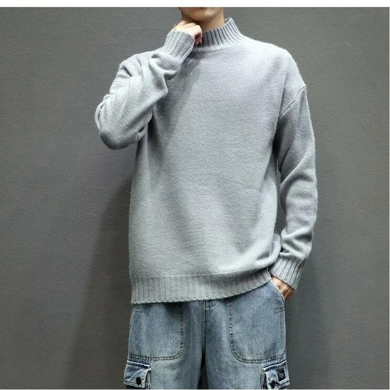 Babbytoro свитер для мужчин плюс размер 5XL 4XL M половина черепаха шеи трикотажный пуловер Homme X Mas свитера коричневый хахи черный белый