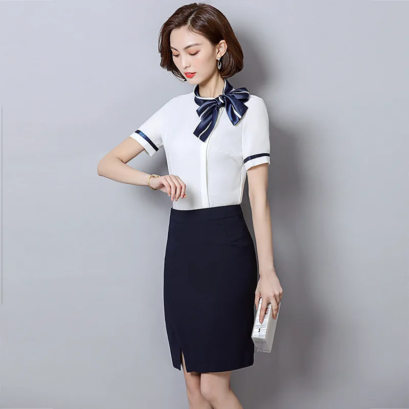 

Jewelry Store WOMEN'S Suit xia bai Shirt Short Sleeve Set Ol Elegant Workwear Women's Stewardess Uniforms
