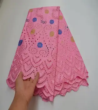 

New African Punch Bazin Riche Getzner Fabric 2020 High Quality France Nigerian Cotton Lace Fabrics 5Yards/Lot For Wedding