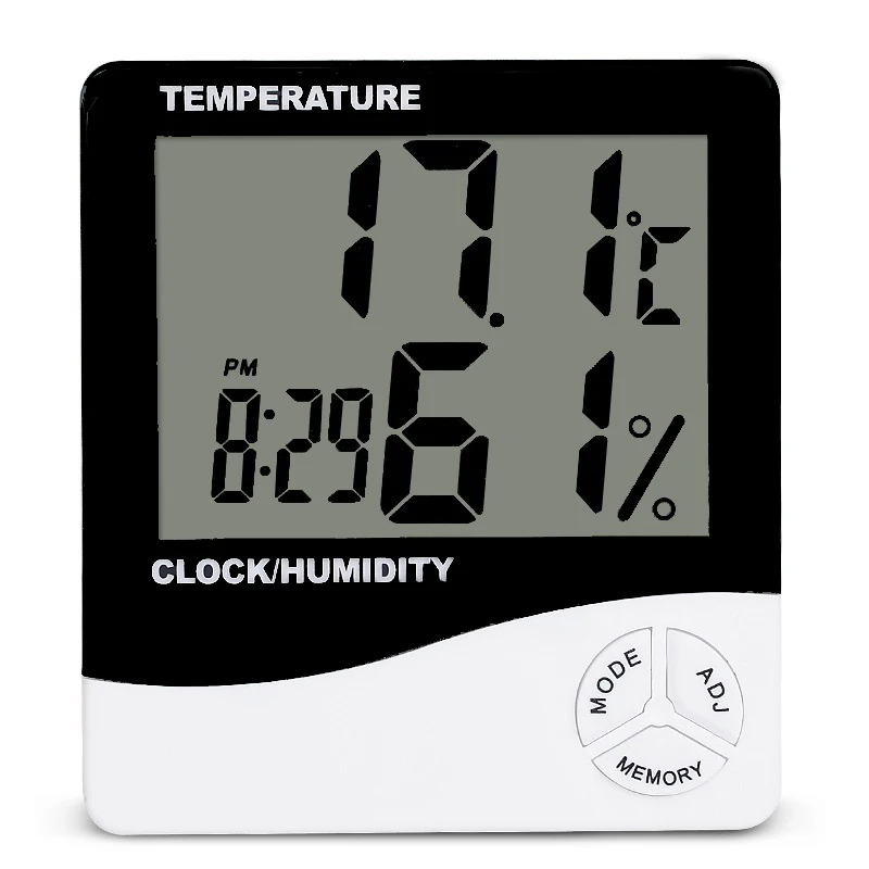 1 шт. термометром и гигрометром декоративные часы для метр с будильником Функция Дисплей показывает дату и время 12/24 часа в сутки режим памяти Функция комнатный термометр - Цвет: D