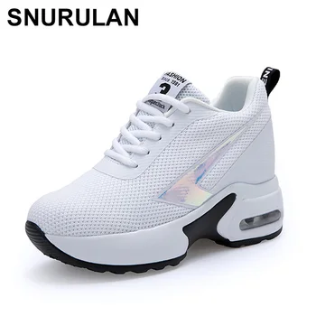 

SNURULAN Fashionable mesh shoes for every day; women's breathable platform sneakers with lacing women's sneakerswith hidden heel