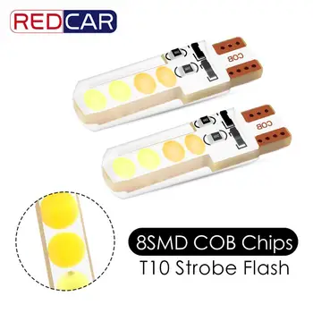 

2pcs T10 Strobe Flashing 194 168 W5W Led Bulb 8SMD COB Chips Auto Turn Signal Lamp Blink Light Bulb Clearance Lights 12V 6000K