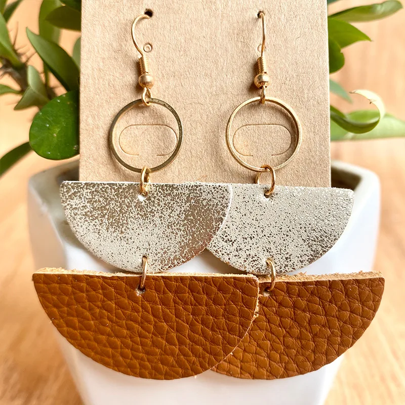 Wholesale Semicircle Geometric Shape Textured Leather