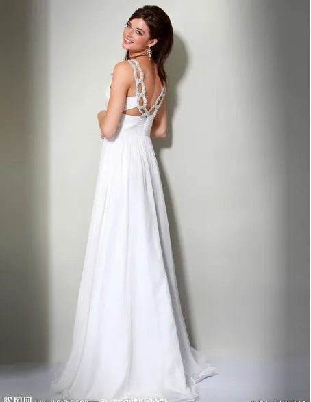 Дизайн vestidos формальные элегантные сексуальные белые длинные сексуальные с открытой спиной Кристальные вечерние платья для девочек платья подружки невесты - Цвет: Белый