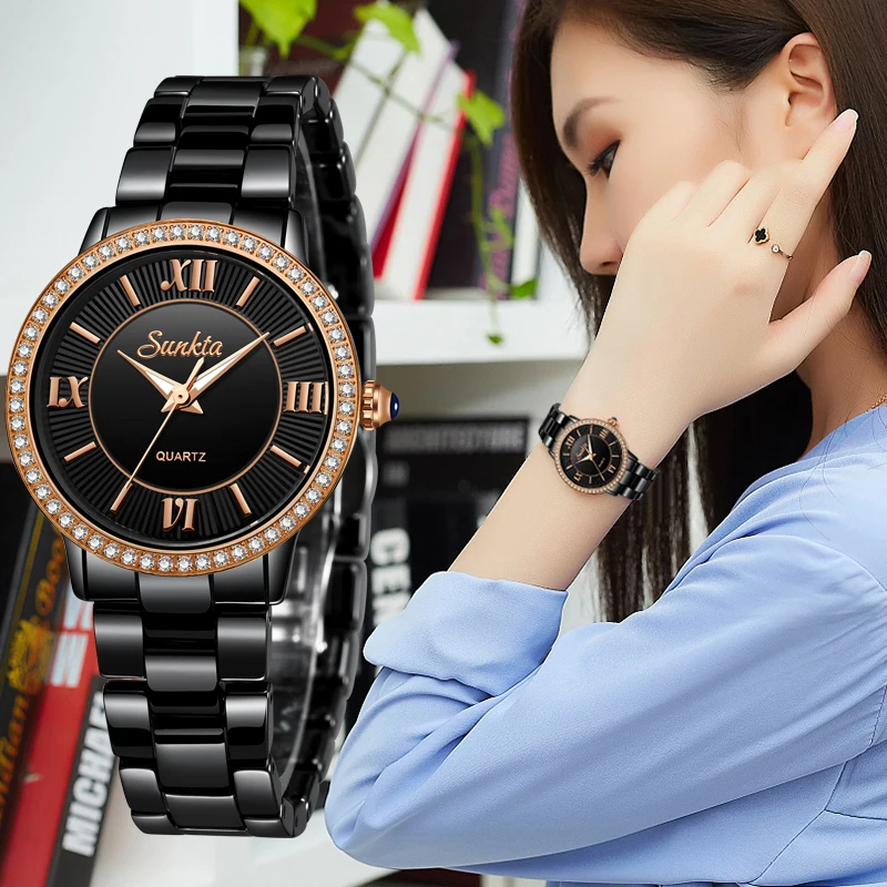 

SUNKTA Women Watch Top Brand Luxury 2019 True Ceramic Women Bracelet Watch For Ladies Wrist Watch Montre Femme Relogio Feminino