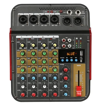 

TM4 Digital 4-Channel o Mixer Console Mixing Console Built-in 48V Phantom Power with BT Function US Plug