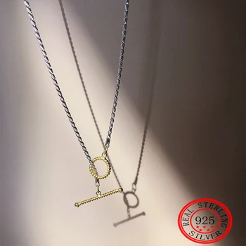 

S925 Sterling Silver Circle Necklace Women Accessories Clavicle Chain Fashion Statement Vintage Friends Simplee Korean Jewelry