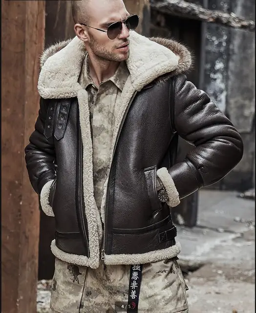 Winter Genuine Leather Mens Sheepskin 