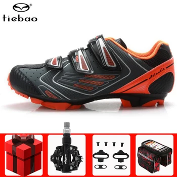 

Tiebao Cycling Shoes add SPD pedal set Men Sneakers sapatilha ciclismo MTB Mountain Bike Bicycle Self-Locking Riding Shoes