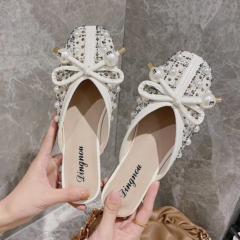 Баотоу шлёпанцы для женщин женская обувь с квадратным носком Женские тапочки