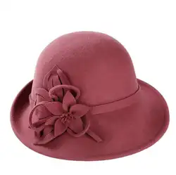 100% шерсть женская зимняя австралийская шерсть винтажная Цветочная Женская фетровая шляпа с французским котелком Sombrero из фетра шляпа для