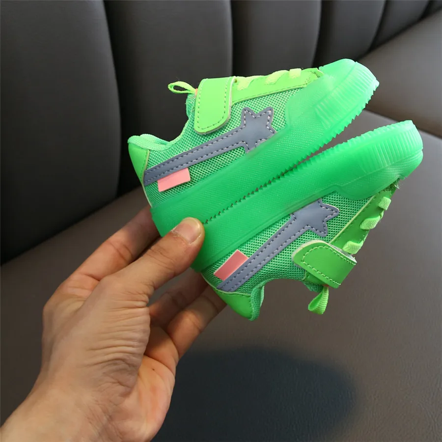kids sneakers lights bright fluorescent color  breathable kids sneakers non-slip casual basket enfant garcon de marque 40J24 (5)