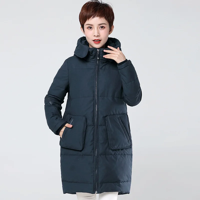 

2018 New Style Cotton-padded Clothes Women's Versatile Korean-style Cotton Coat Mid-length Loose Thick Winter Large Size Coat Co
