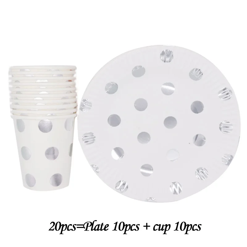20pcs 10 шт./лот, цветная Золотая фольга, тарелка, чашка, тема, день рождения, праздничная бумажная посуда, декоративные принадлежности для детского душа - Color: 20pcs