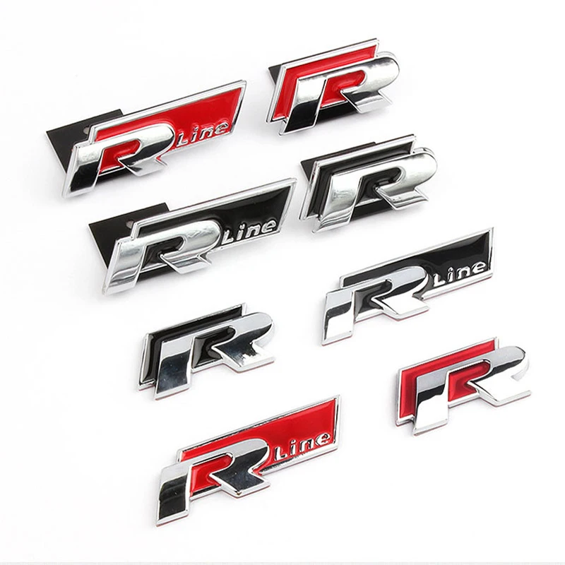 

R R line Sticker Car Styling Accessories Black Car Chromed Emblem Badge Decal Sticker R Racing Logo