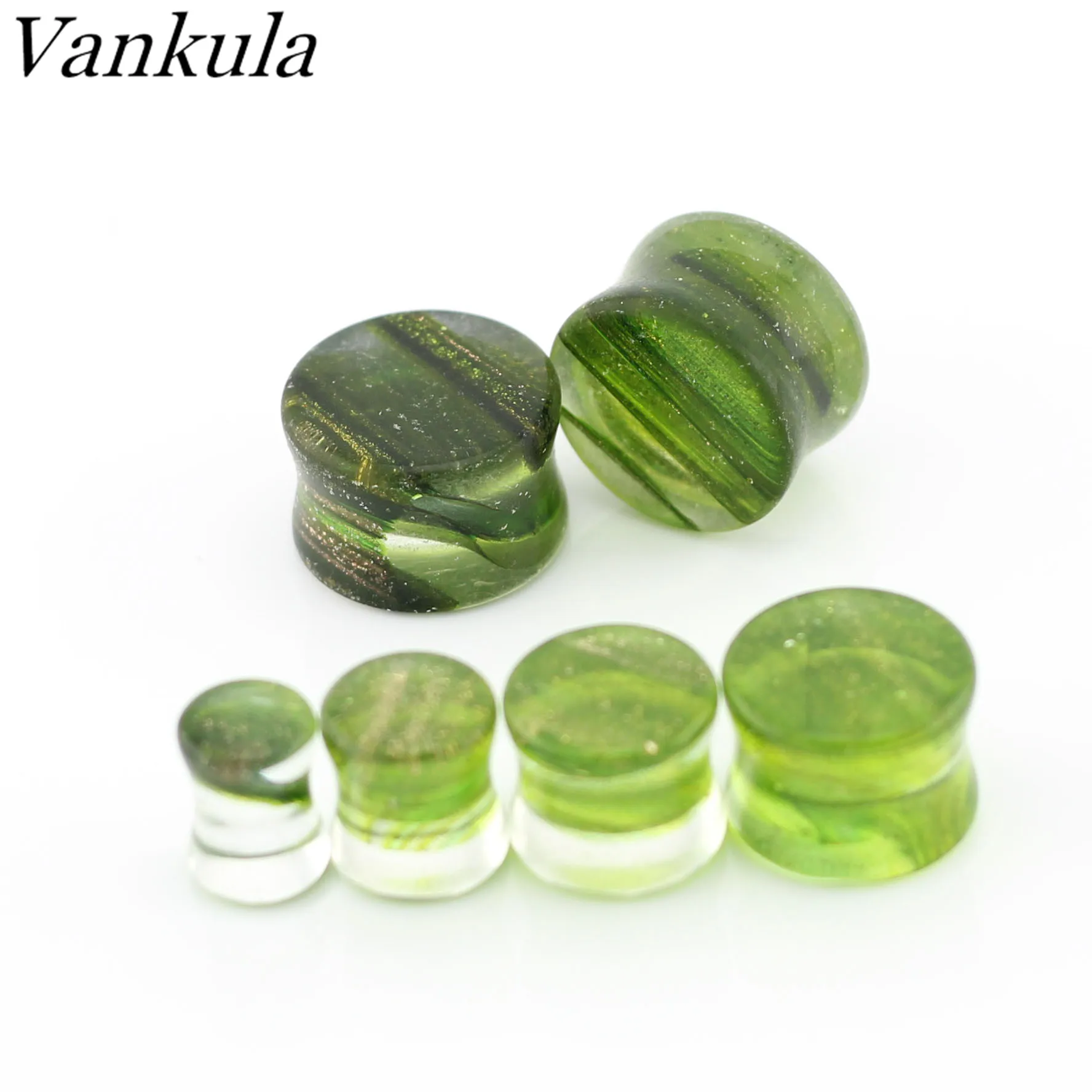 Vankula 2 шт натуральные Каменные Туннели для ушей зеленый стеклянный шелк ювелирные