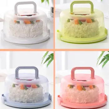 

Cake Box Plastic Handheld Round Portable Bar Cake Storage Box Wedding Sealing Plastic Cupcake Container Birthday No Deformation