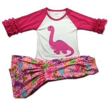 

Children clothes kids wear clothing set with pink dinosaur bell pants sets