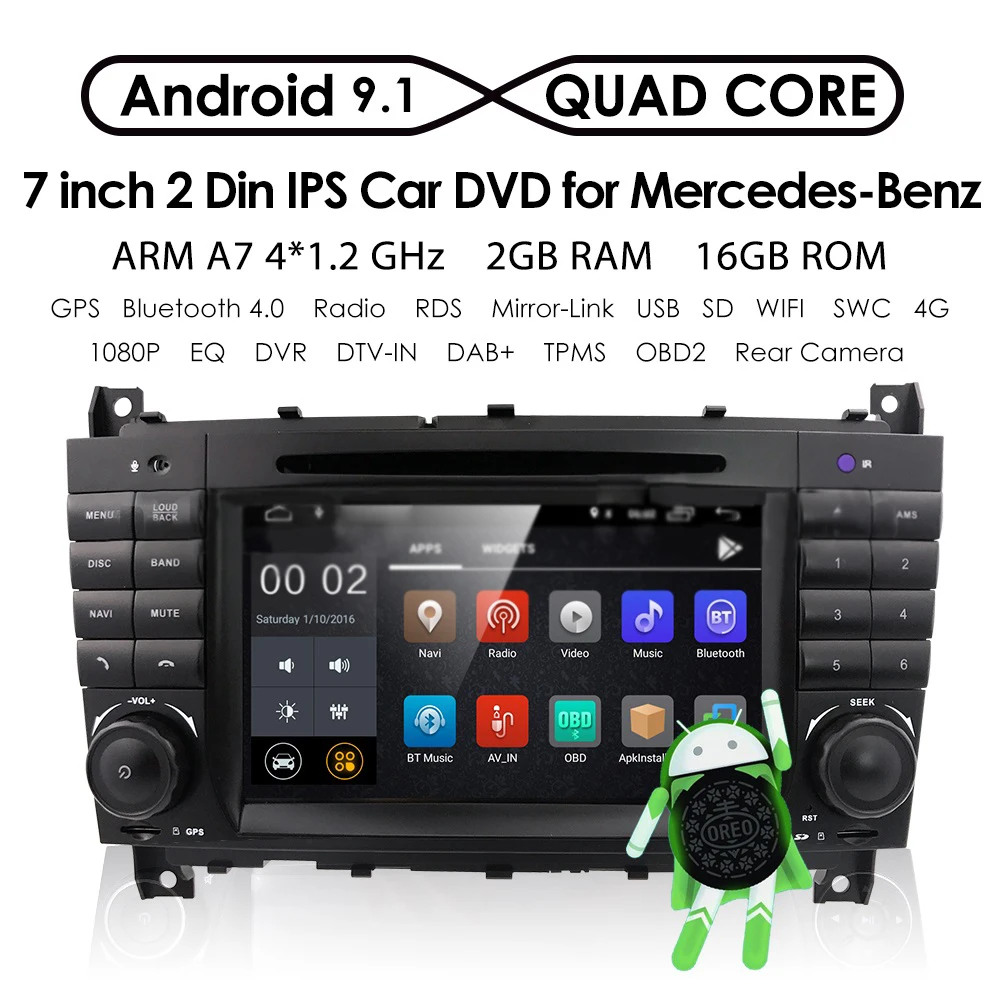 Автомобильный радиоприемник IPS DSP 2 Din Android 10 GPS для Mercedes Benz W203 2004 2007 CLC 2008 2010 7 дюймов